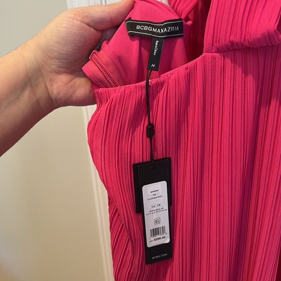 BCBGMaxAzria Pink Pleated Sundress Scoop Neck - Picture 6 of 6